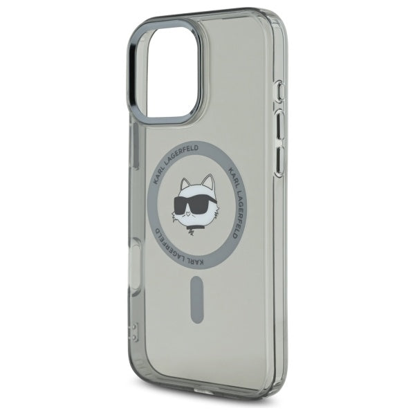 MagSafe Hülle für Apple iPhone 16 Pro Max, Karl Lagerfeld, IML Metal Choupette's Head, Schwarz