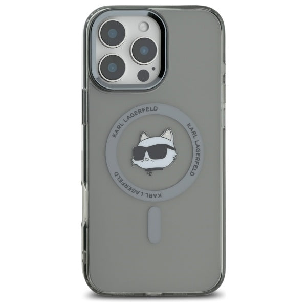 MagSafe Hülle für Apple iPhone 16 Pro Max, Karl Lagerfeld, IML Metal Choupette's Head, Schwarz