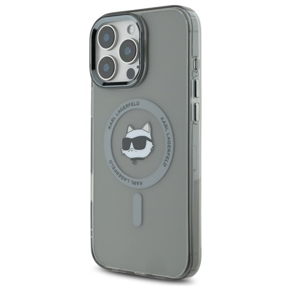 MagSafe Hülle für Apple iPhone 16 Pro Max, Karl Lagerfeld, IML Metal Choupette's Head, Schwarz