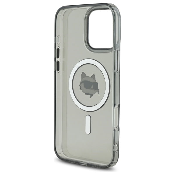 MagSafe Hülle für Apple iPhone 16 Pro Max, Karl Lagerfeld, IML Metal Choupette's Head, Schwarz