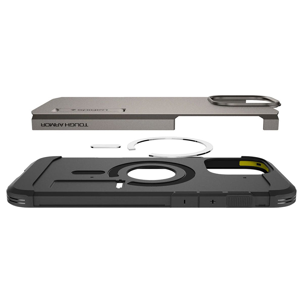 Coque MagSafe pour Apple iPhone 16 Pro Max, Spigen, Tough Armor, Gris ACS08012