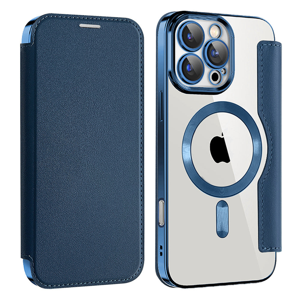 Coque MagSafe pour Apple iPhone 16 Pro Max, Techsuit, SmartMag Book, Bleue