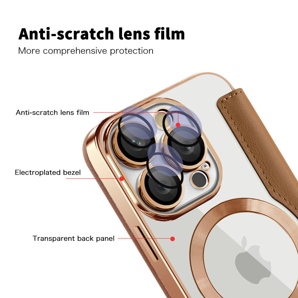 Coque MagSafe pour Apple iPhone 16 Pro Max, Techsuit, SmartMag Book, Marron