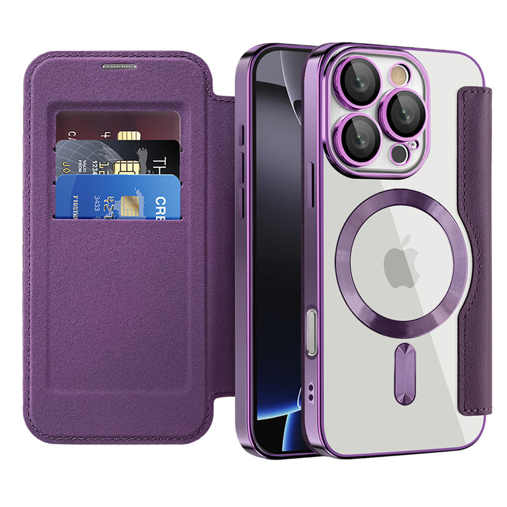 Coque MagSafe pour Apple iPhone 16 Pro Max, Techsuit, SmartMag Book, Violet