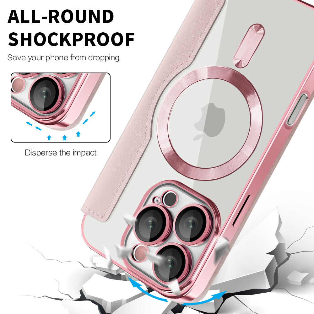 Coque MagSafe pour Apple iPhone 16 Pro Max, Techsuit, SmartMag Book, Rose