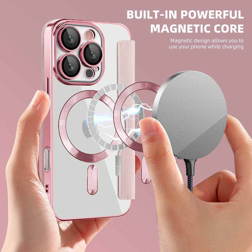 Coque MagSafe pour Apple iPhone 16 Pro Max, Techsuit, SmartMag Book, Rose