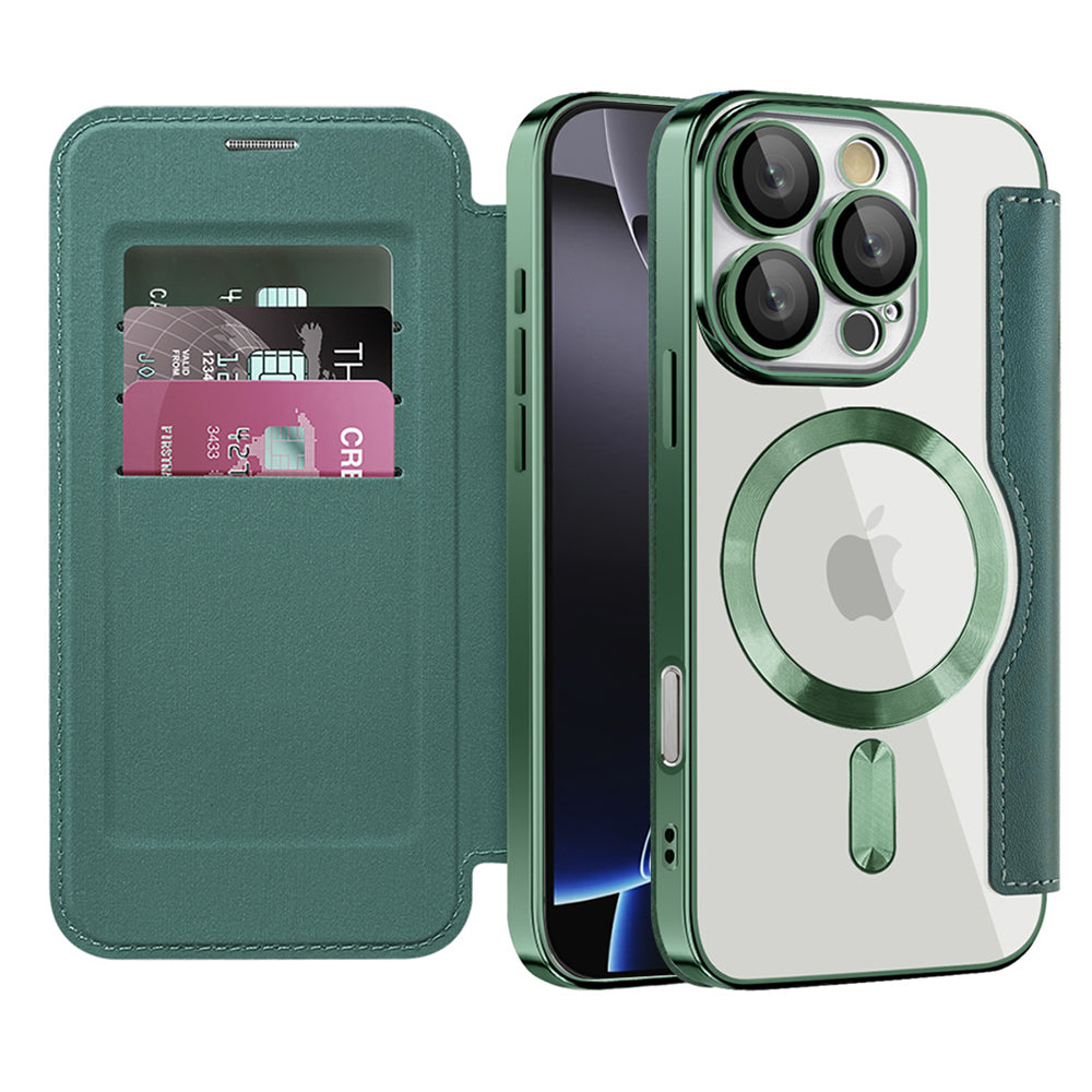 Coque MagSafe pour Apple iPhone 16 Pro Max, Techsuit, SmartMag Book, Vert