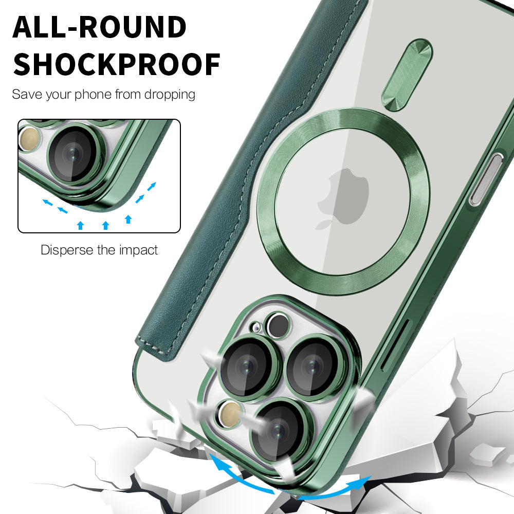 Coque MagSafe pour Apple iPhone 16 Pro Max, Techsuit, SmartMag Book, Vert