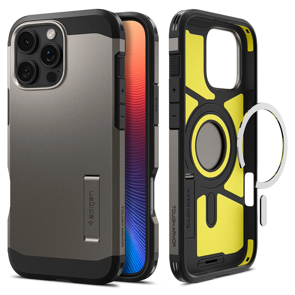 MagSafe hoesje voor Apple iPhone 16 Pro, Spigen, Tough Armor, Grijs ACS08145