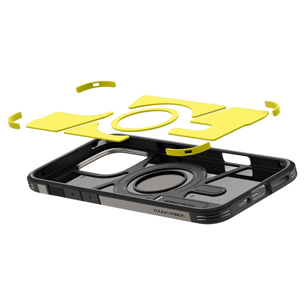 MagSafe hoesje voor Apple iPhone 16 Pro, Spigen, Tough Armor, Grijs ACS08145