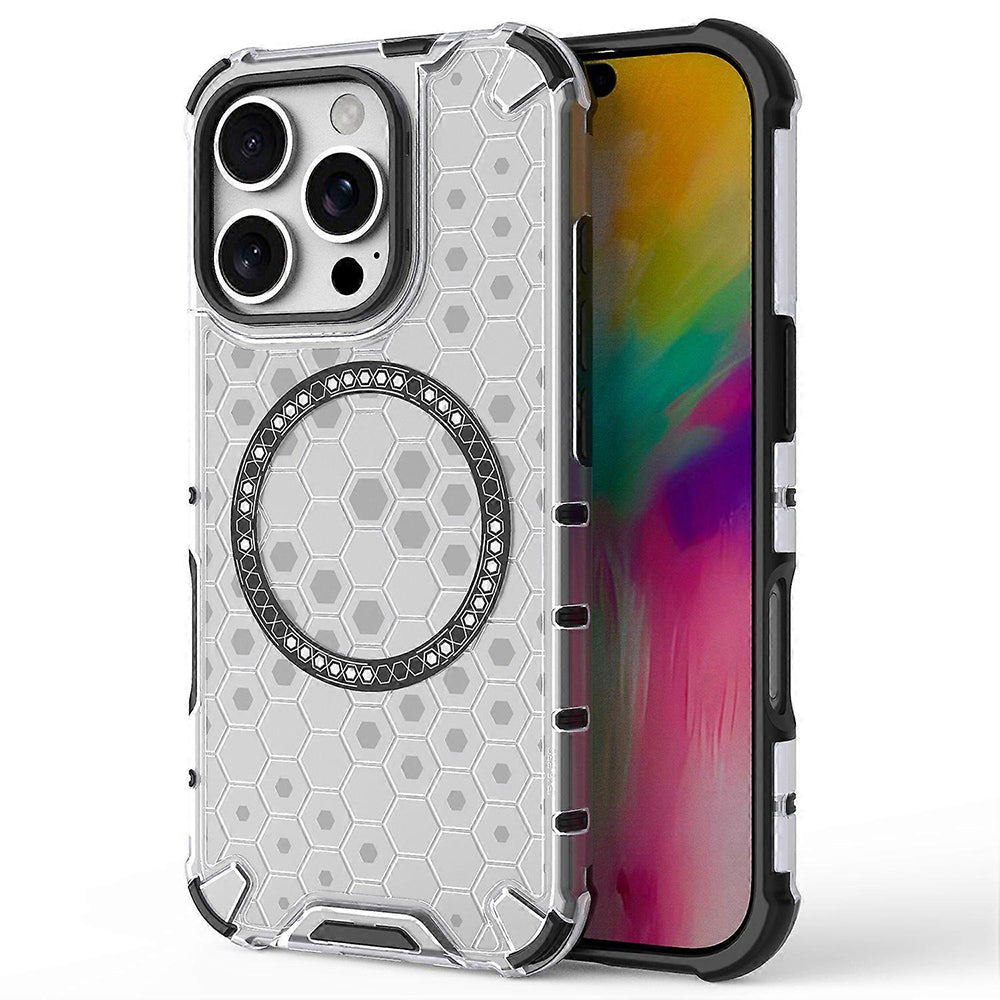 Coque MagSafe pour Apple iPhone 16 Pro, Techsuit, HoneyComb Shield, Blanche