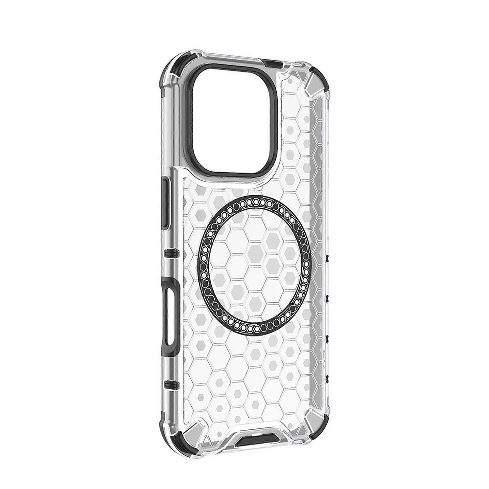 Coque MagSafe pour Apple iPhone 16 Pro, Techsuit, HoneyComb Shield, Blanche
