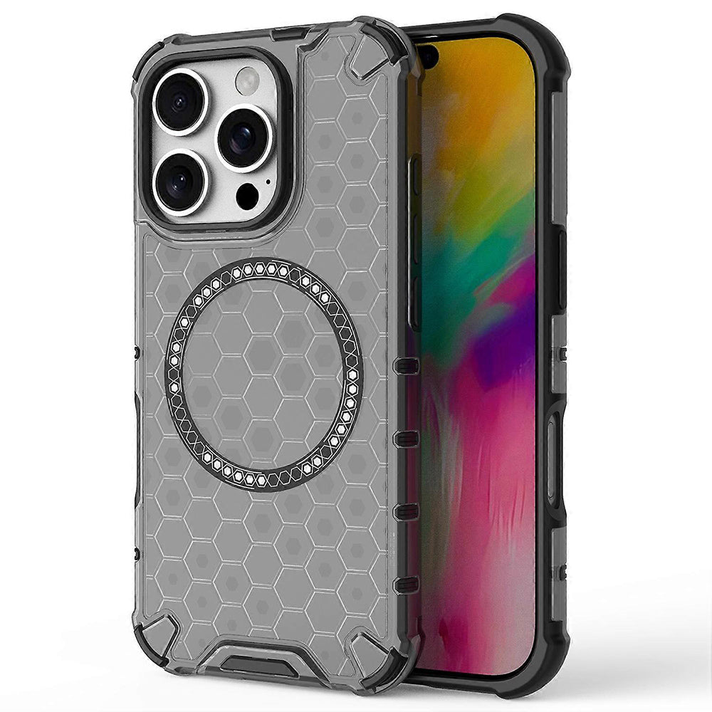 Coque MagSafe pour Apple iPhone 16 Pro, Techsuit, HoneyComb Shield, Noire