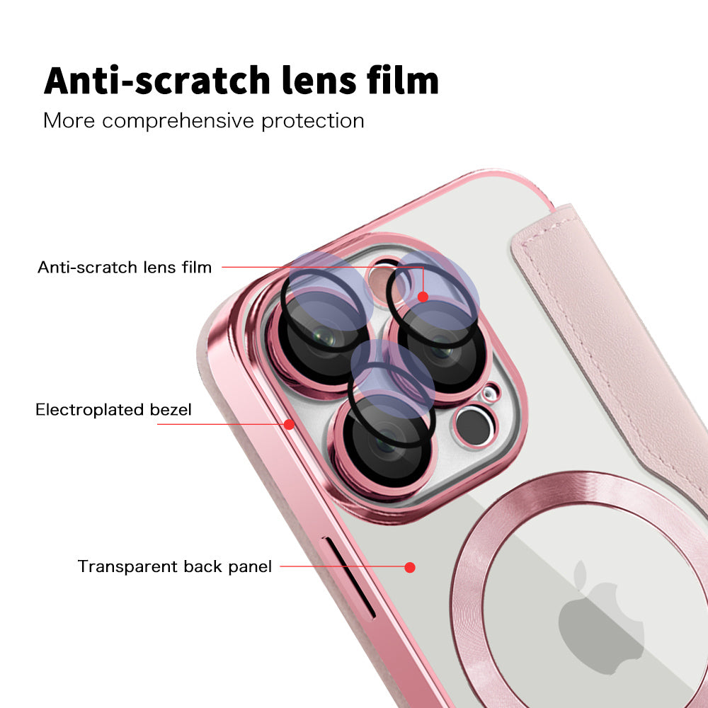 Coque MagSafe pour Apple iPhone 16 Pro, Techsuit, SmartMag Book, Rose