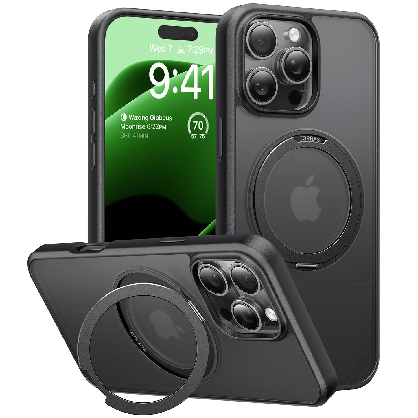 MagSafe hoes voor Apple iPhone 16 Pro, Torras, Ostand Pro, Zwart