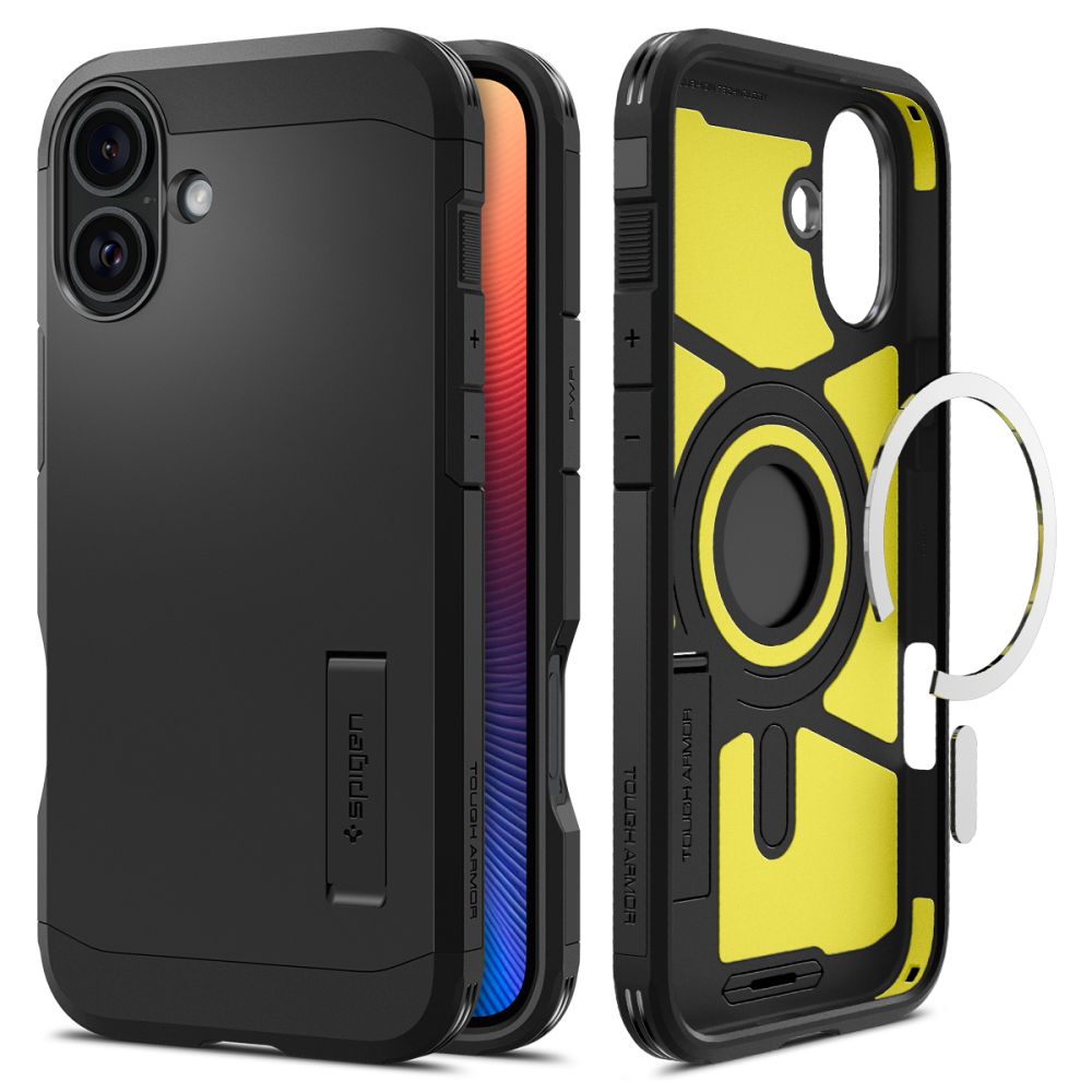Coque MagSafe pour Apple iPhone 16, Spigen, Tough Armor, Noire ACS08216