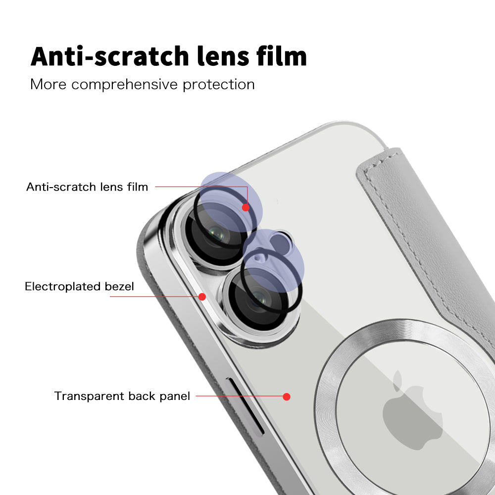 Coque MagSafe pour Apple iPhone 16, Techsuit, SmartMag Book, Gris