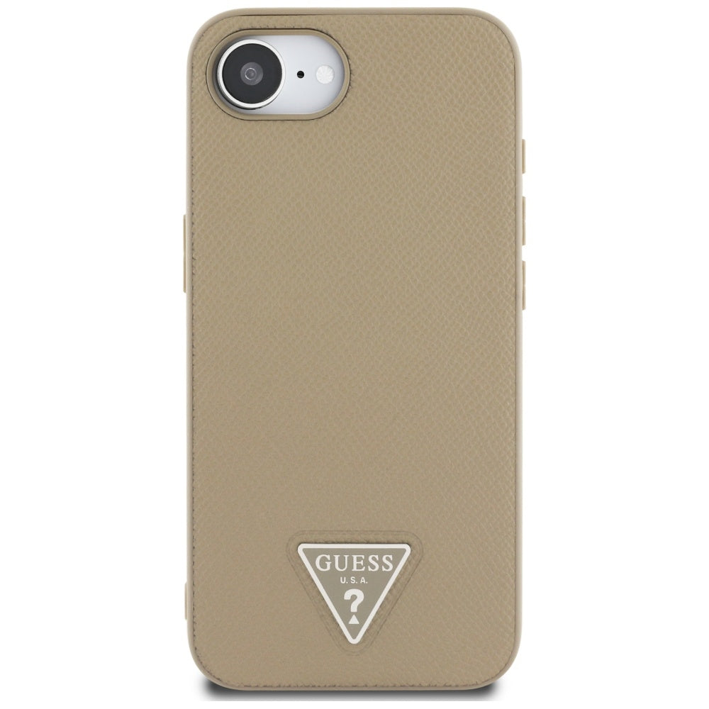 MagSafe hoesje voor Apple iPhone 17e / 16e, Guess, Grained Triangle Logo, Bruin