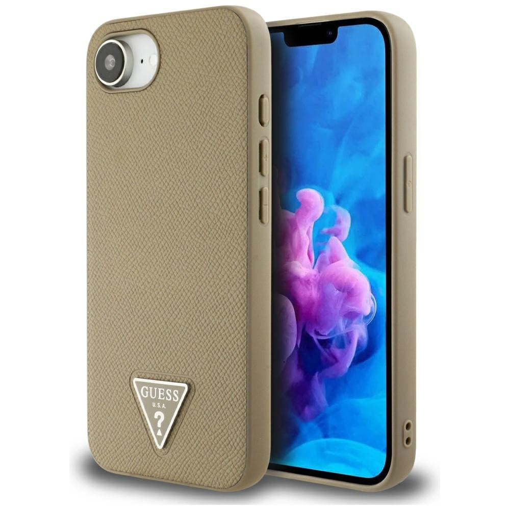 MagSafe hoesje voor Apple iPhone 17e / 16e, Guess, Grained Triangle Logo, Bruin