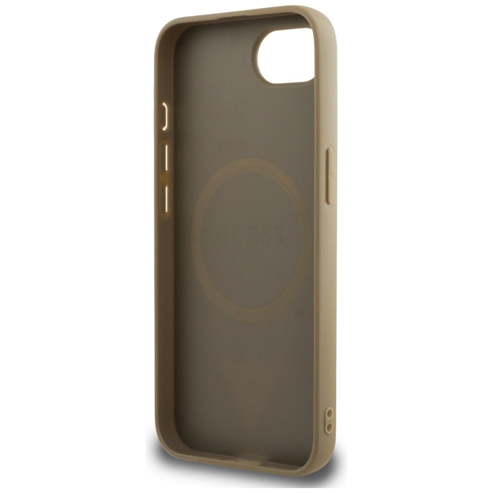 MagSafe hoesje voor Apple iPhone 17e / 16e, Guess, Grained Triangle Logo, Bruin