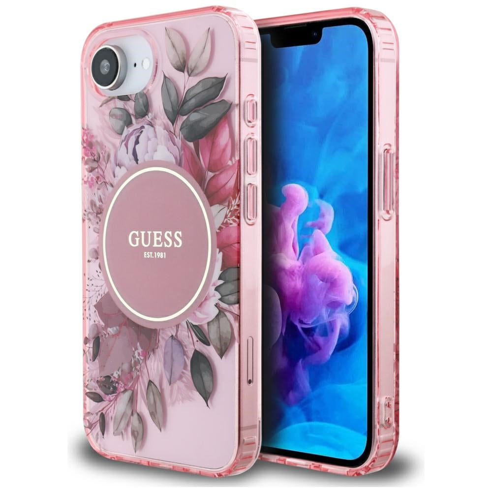 Étui MagSafe pour Apple iPhone 17e / 16e, Guess, IML Flowers, Rose