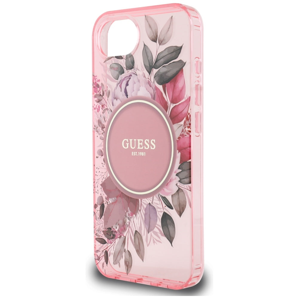 Étui MagSafe pour Apple iPhone 17e / 16e, Guess, IML Flowers, Rose