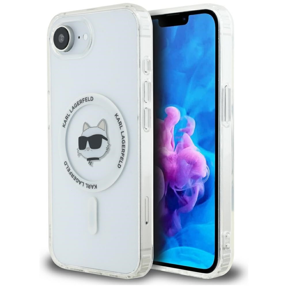 Coque MagSafe pour Apple iPhone 17e / 16e, Karl Lagerfeld, IML Tête de Choupette, Blanche