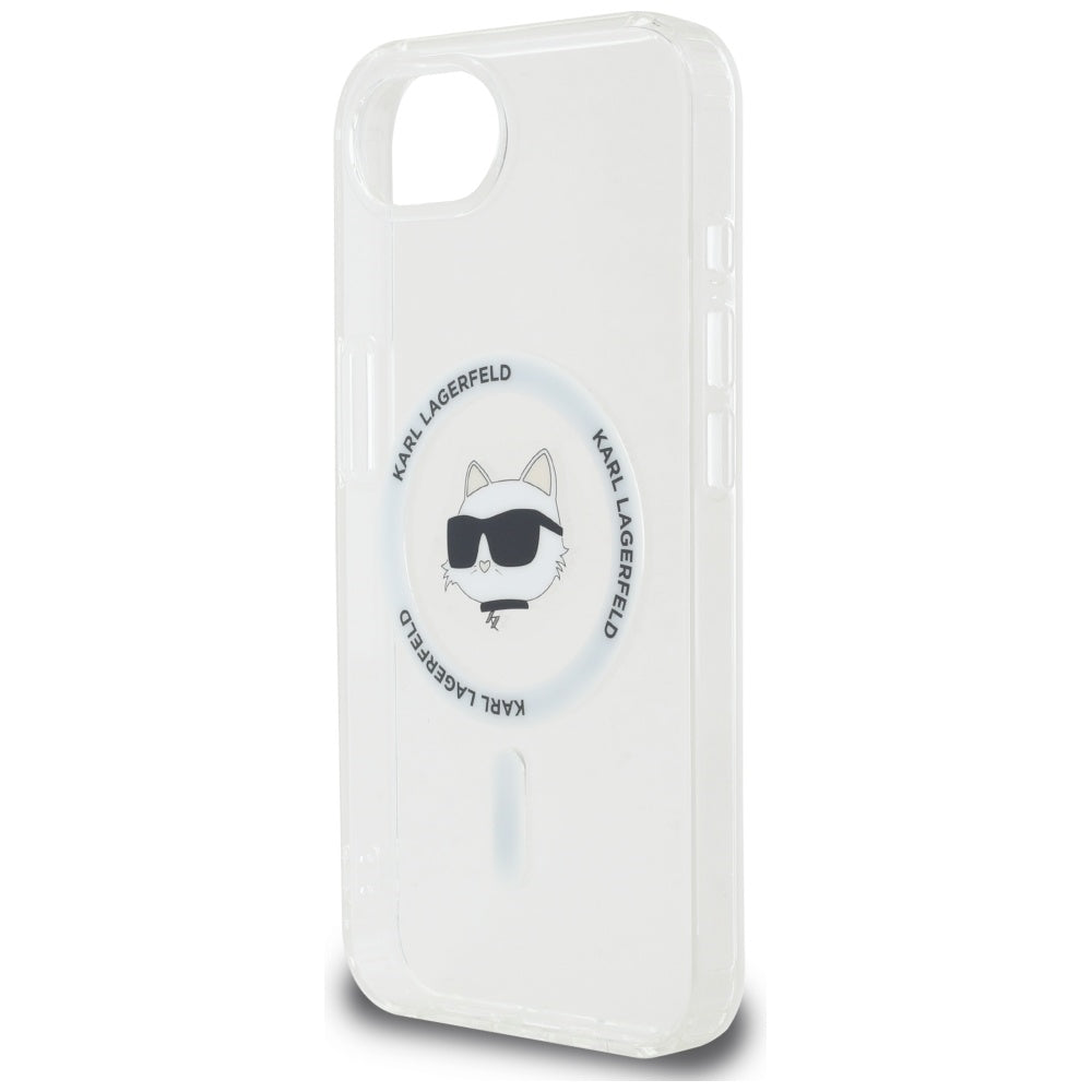 Coque MagSafe pour Apple iPhone 17e / 16e, Karl Lagerfeld, IML Tête de Choupette, Blanche