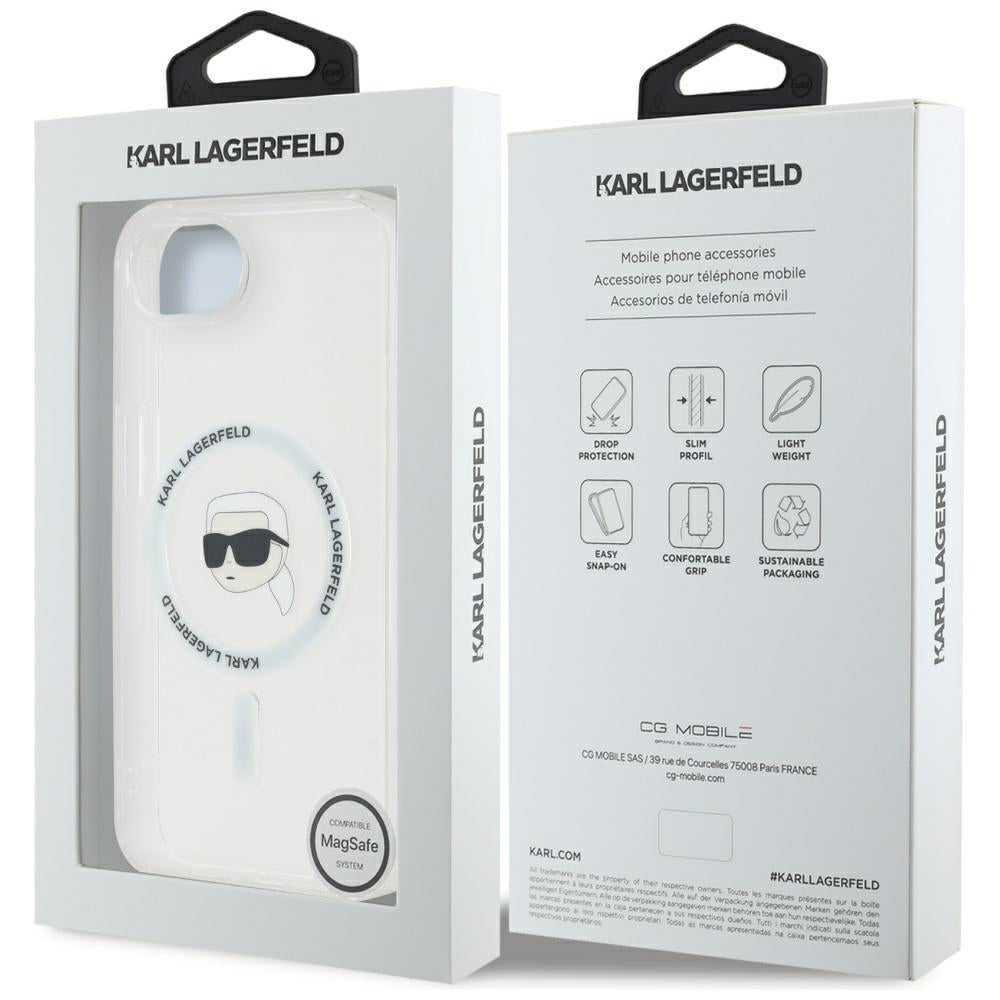 MagSafe hoesje voor Apple iPhone 17e / 16e, Karl Lagerfeld, IML Karl's Head, Wit