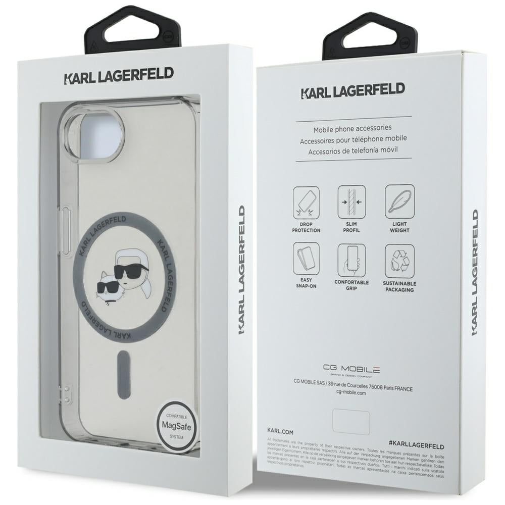 MagSafe Hülle für Apple iPhone 17e / 16e, Karl Lagerfeld, IML Metal Karl & Choupette's Heads, Schwarz