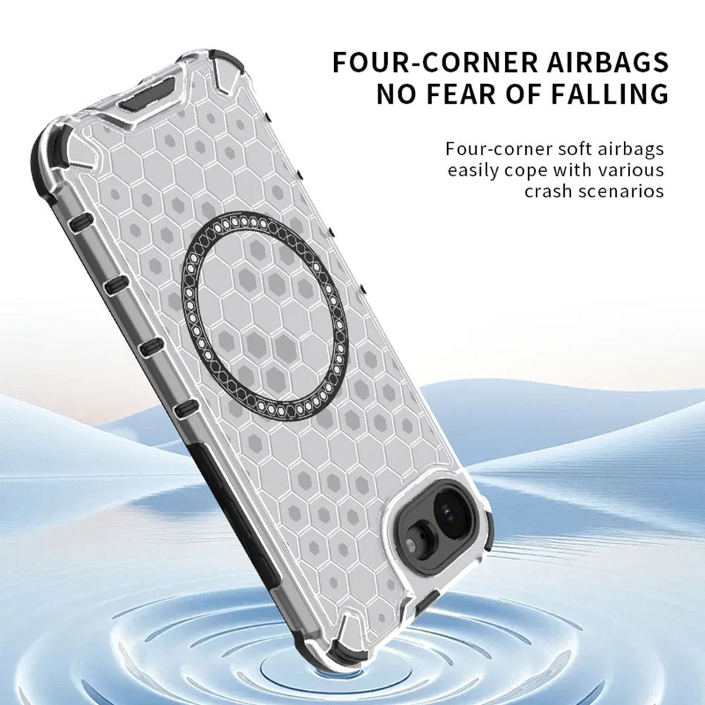 Coque MagSafe pour Apple iPhone 17e / 16e, Techsuit, HoneyComb Shield, Blanche