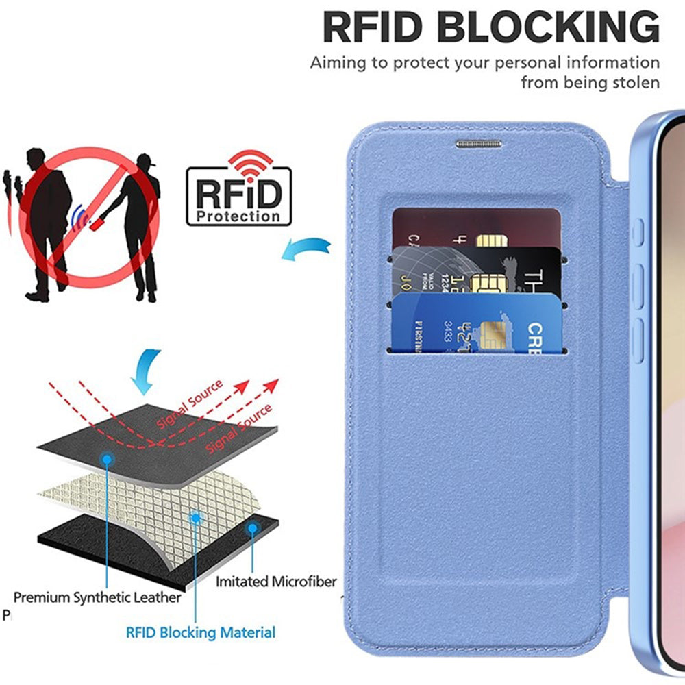 Coque MagSafe pour Apple iPhone 17e / 16e, Techsuit, SmartMag Book, Bleu