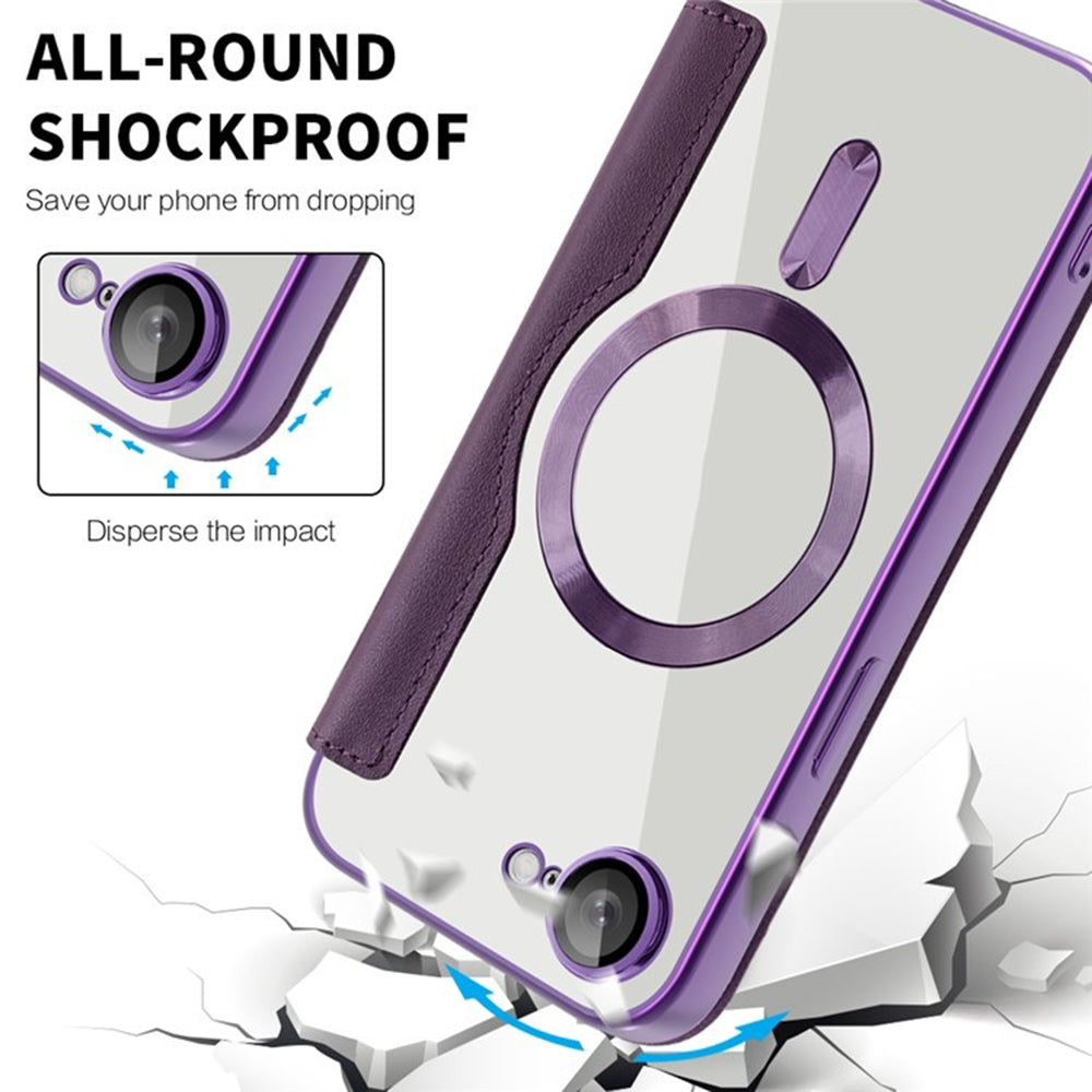 Coque MagSafe pour Apple iPhone 17e / 16e, Techsuit, SmartMag Book, Violet