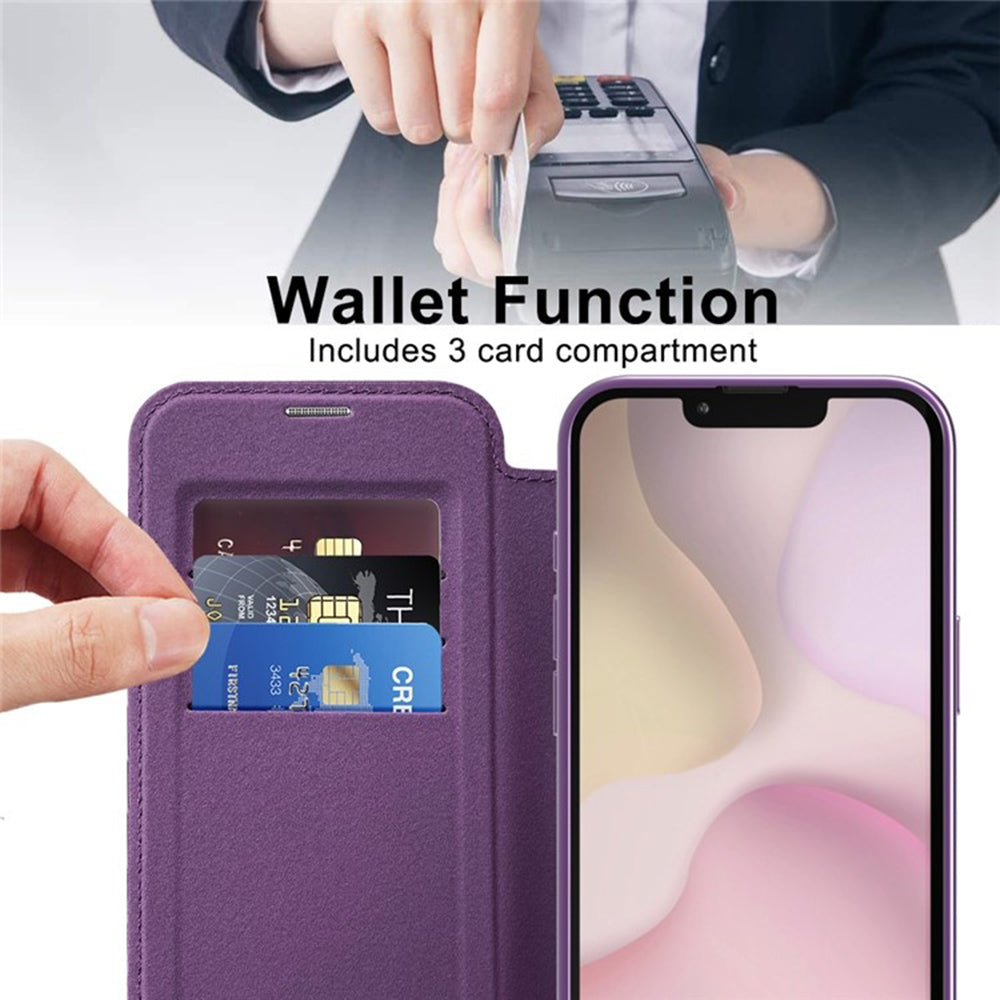 Coque MagSafe pour Apple iPhone 17e / 16e, Techsuit, SmartMag Book, Violet