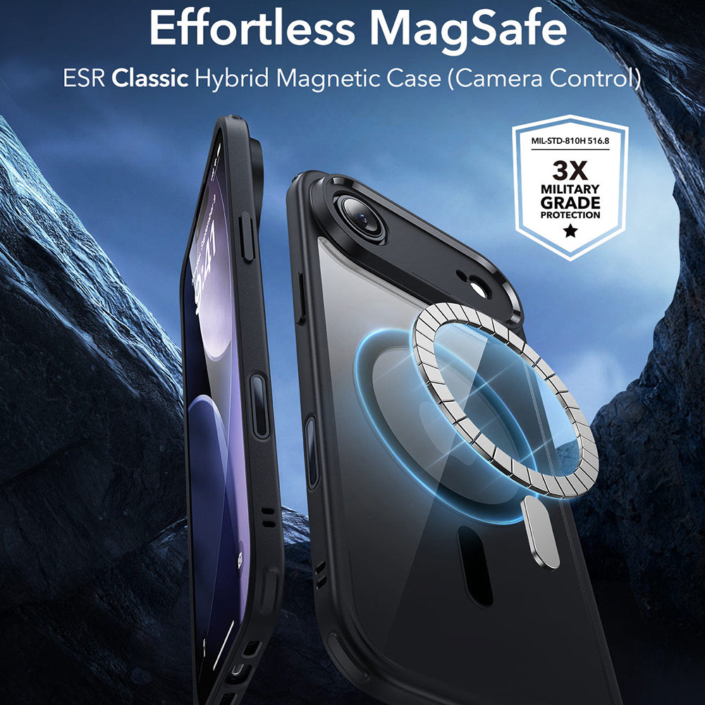 MagSafe Hülle für Apple iPhone 17 Air, ESR, Classic Hybrid, Schwarz Transparent