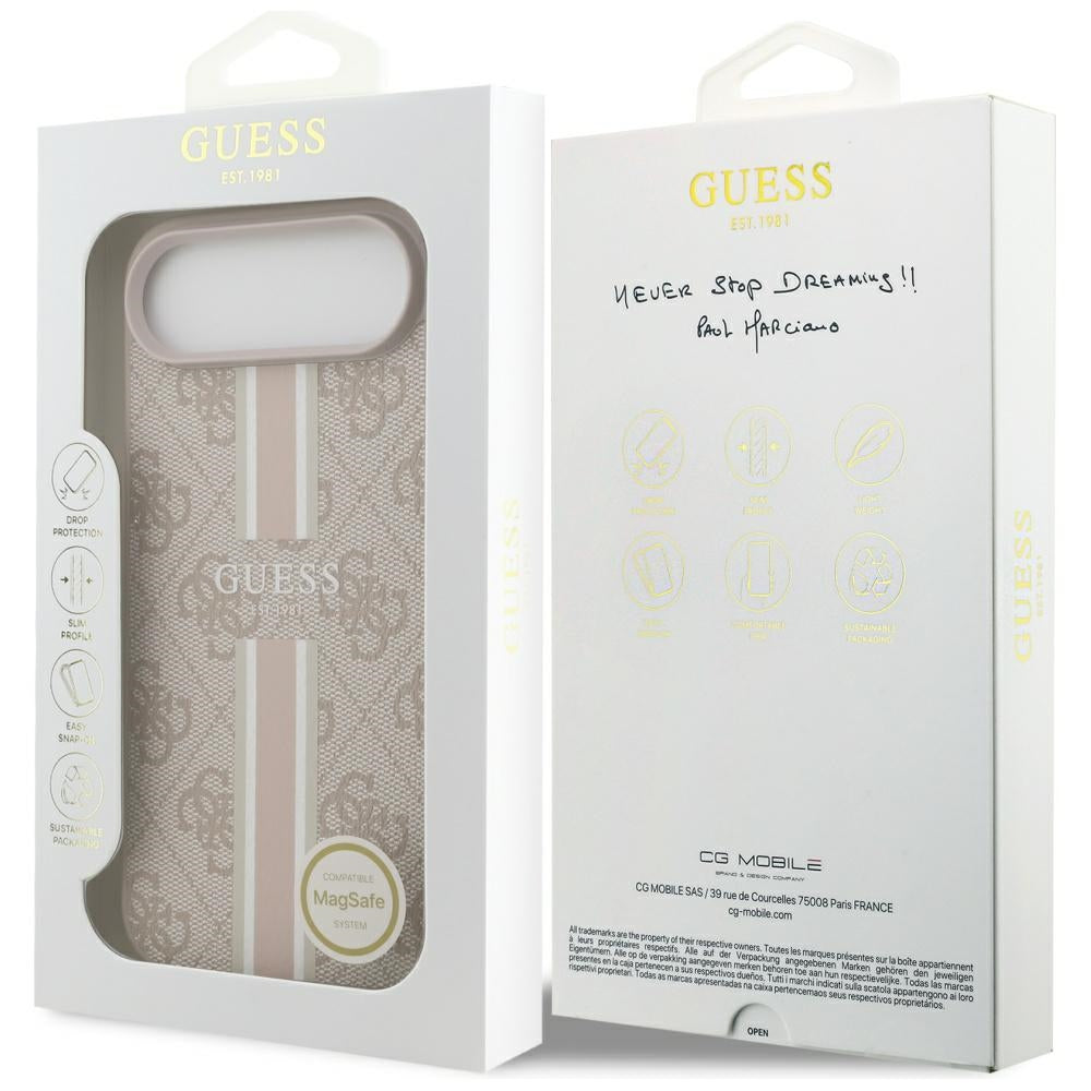 MagSafe hoesje voor Apple iPhone 17 Air, Guess, 4G Printed Stripes, Roze