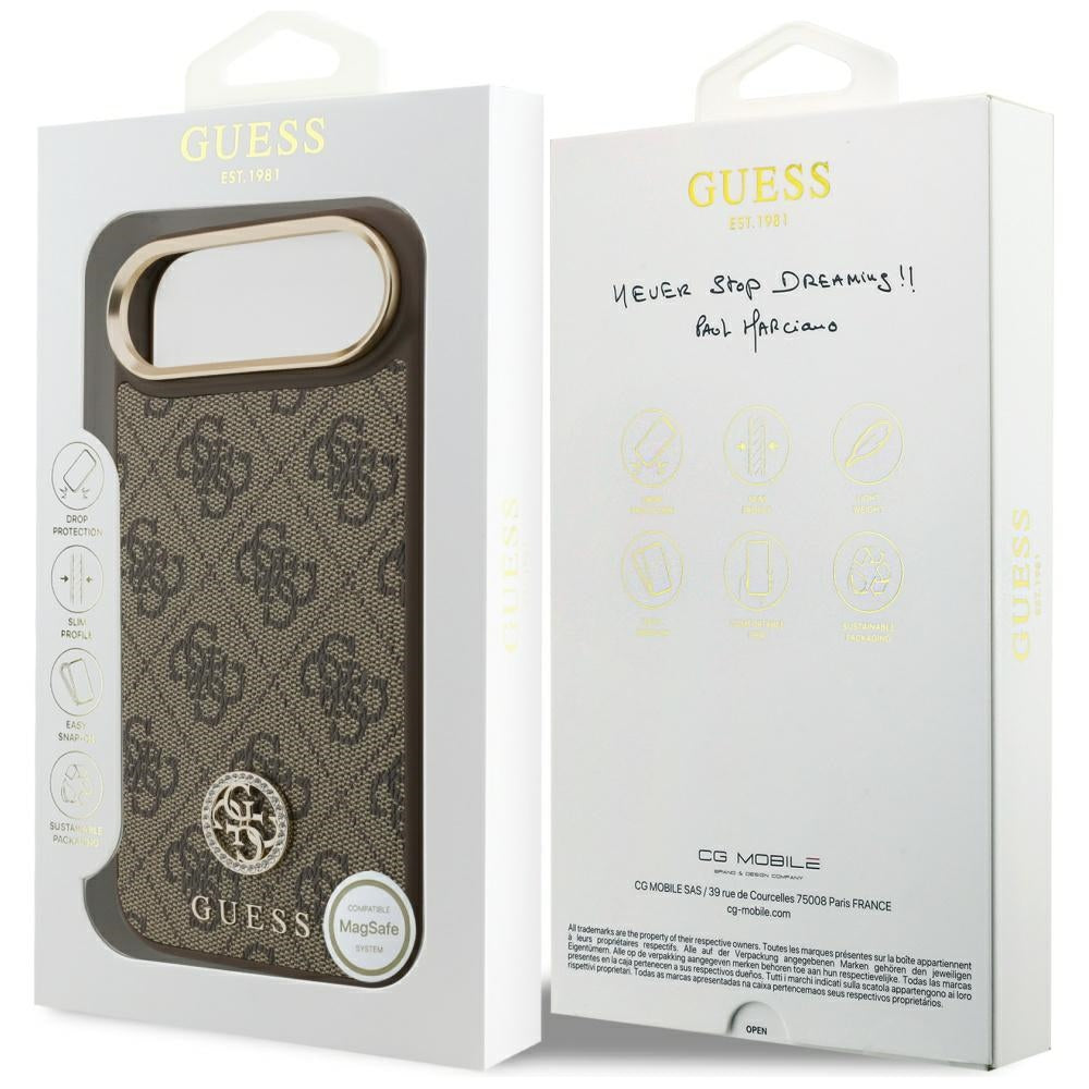 MagSafe hoesje voor Apple iPhone 17 Air, Guess, 4G Strass Logo, Bruin