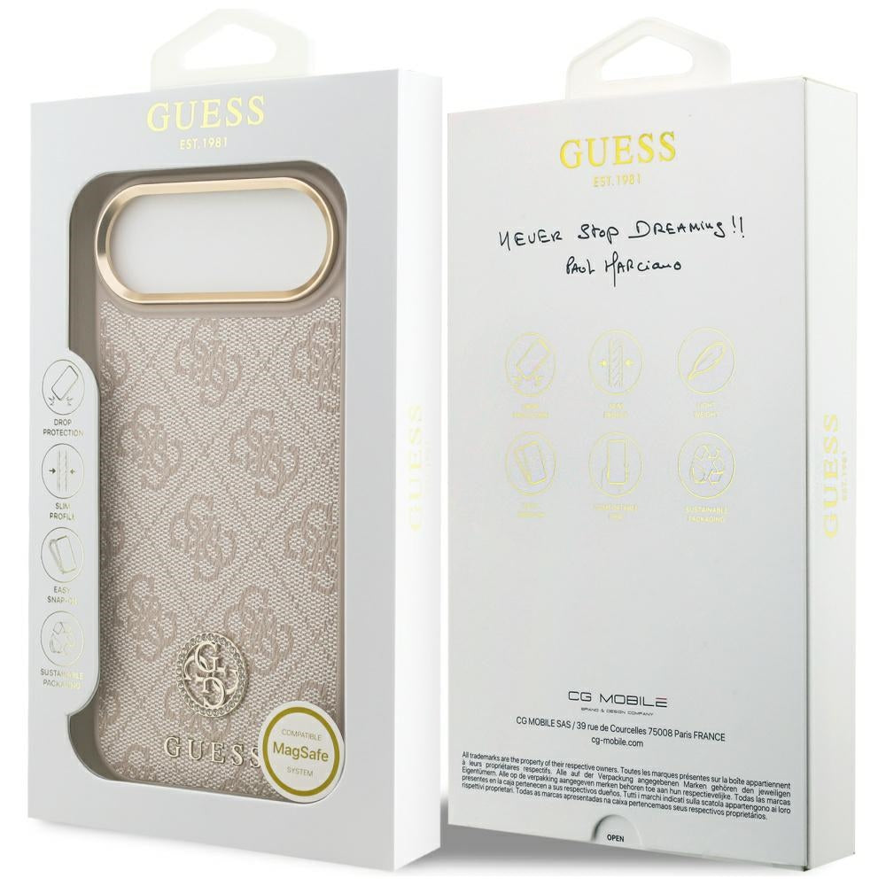 MagSafe hoesje voor Apple iPhone 17 Air, Guess, 4G Strass Logo, Roze