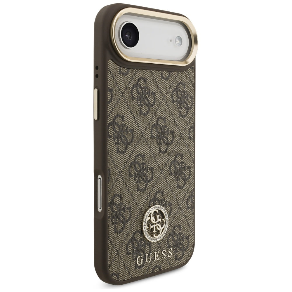 MagSafe hoesje voor Apple iPhone 17 Air, Guess, 4G Strass Logo met Grote Band, Bruin