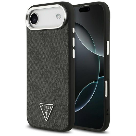 Coque MagSafe pour Apple iPhone 17 Air, Guess, logo Triangle 4G, Noir Argenté