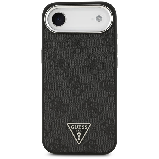 Coque MagSafe pour Apple iPhone 17 Air, Guess, logo Triangle 4G, Noir Argenté