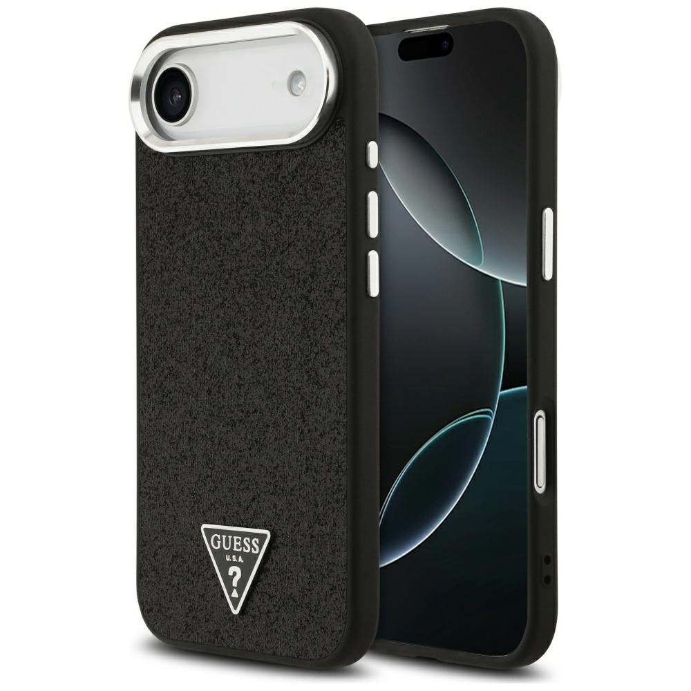 MagSafe hoesje voor Apple iPhone 17 Air, Guess, Glitter Triangle Logo, Zwart