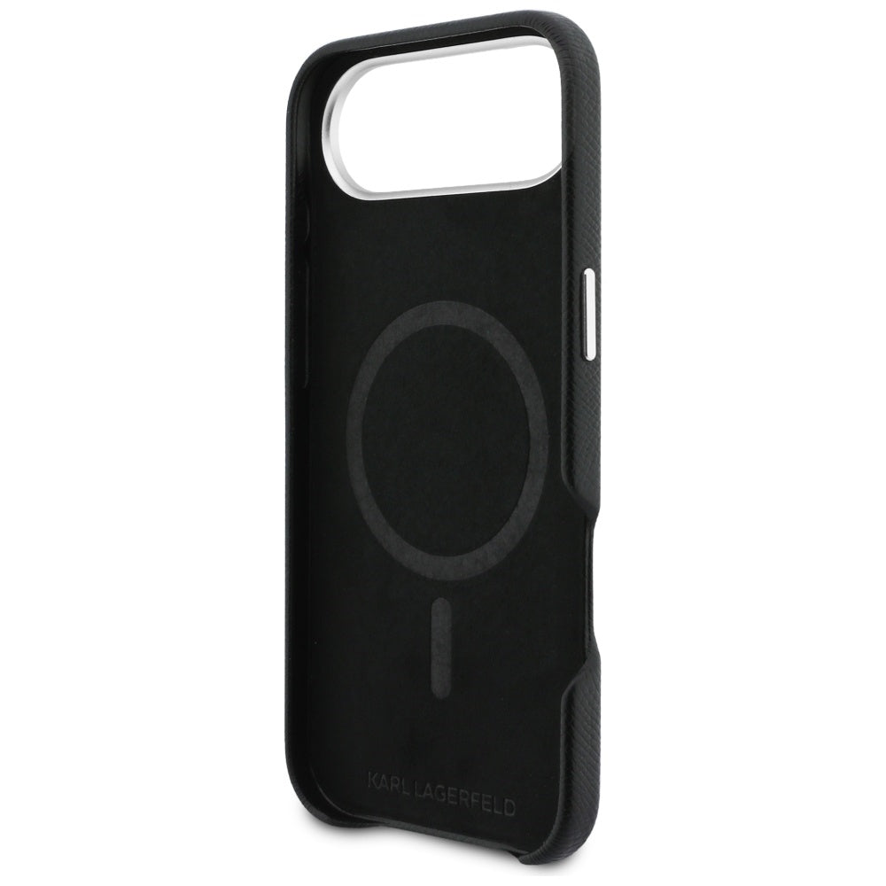 Étui MagSafe pour Apple iPhone 17 Air, Karl Lagerfeld, Karl & Choupette Head's Pin, Noir