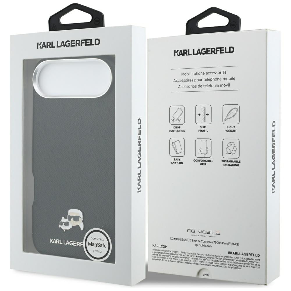 Étui MagSafe pour Apple iPhone 17 Air, Karl Lagerfeld, Karl & Choupette Head's Pin, Noir