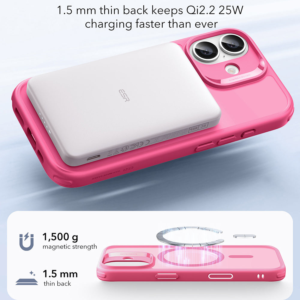 MagSafe hoesje voor Apple iPhone 17, ESR, Classic Hybrid, Satijnroze