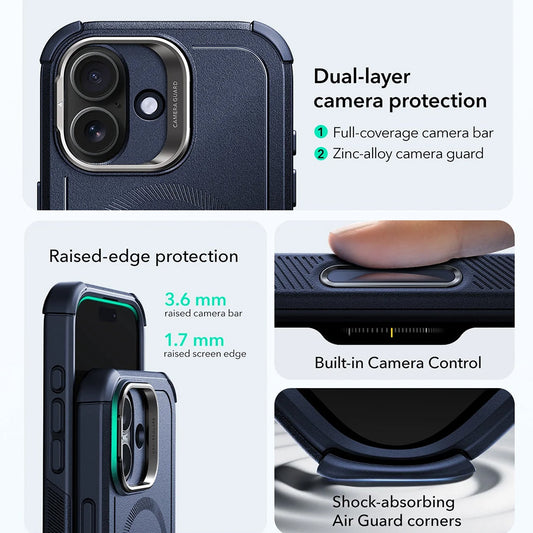 MagSafe Hülle für Apple iPhone 17, ESR, Cyber Armor Kickstand, Blau