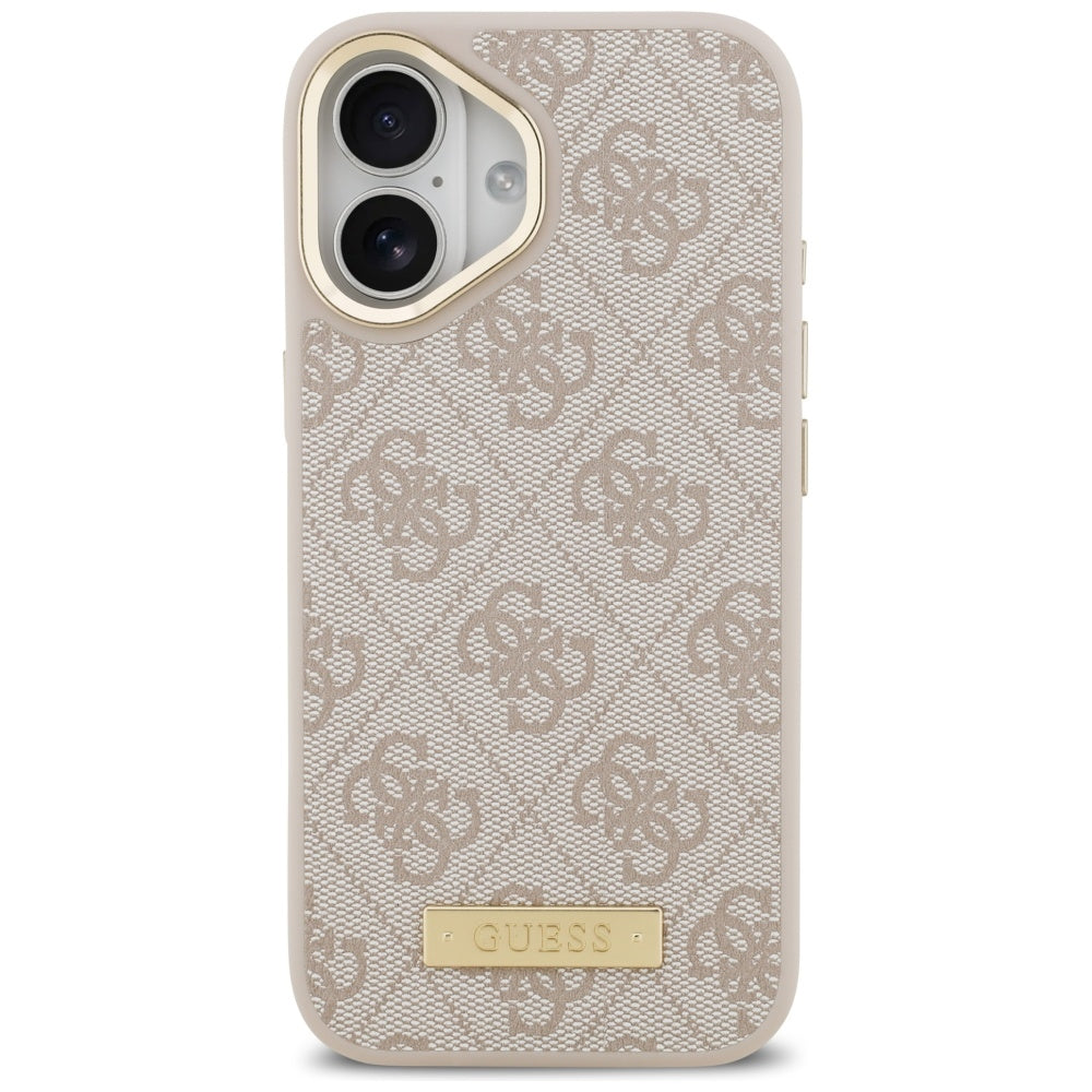 Coque MagSafe pour Apple iPhone 17, Guess, Plaque Logo 4G, Rose