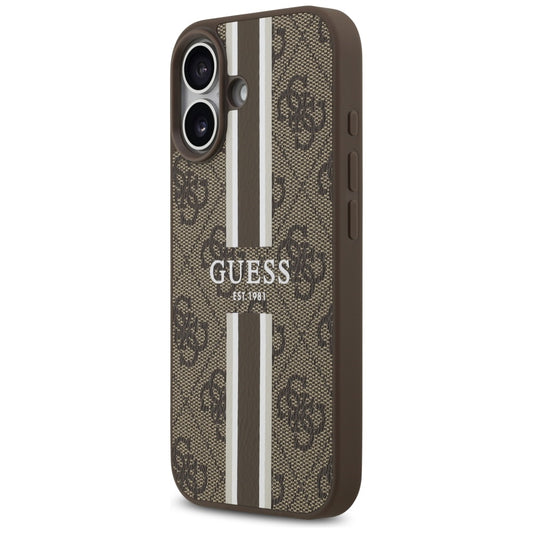 MagSafe hoesje voor Apple iPhone 17, Guess, 4G Printed Stripes, Bruin