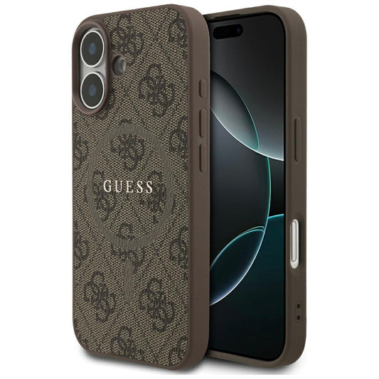 MagSafe hoesje voor Apple iPhone 17, Guess, 4G Ring Classic Logo, Bruin
