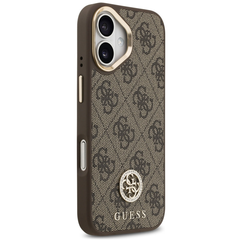 Étui MagSafe pour Apple iPhone 17, Guess, Logo Strass 4G, Marron